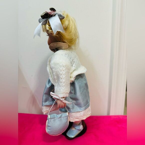 Vintage Unique Porcelain Hand painted Doll 11" in Blue Dress - Picture 8 of 11